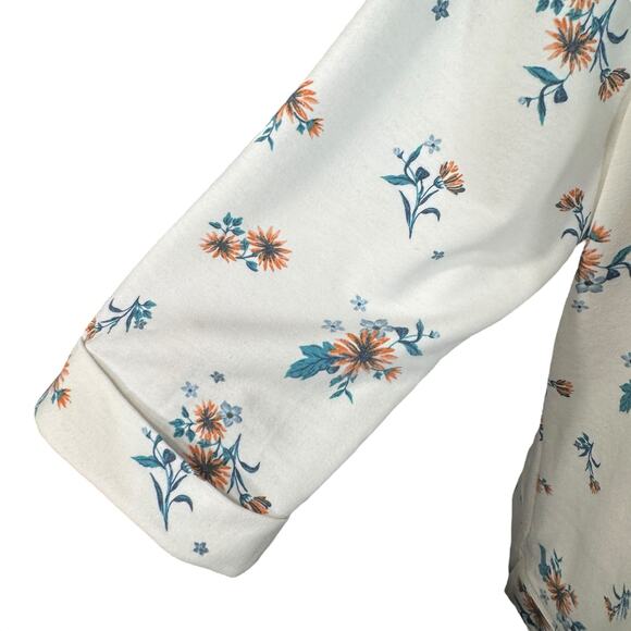 Croft & Barrow XX-Large Sweatshirt Floral 3/4 Cuffed Sleeves Lightweight White - Picture 3 of 7